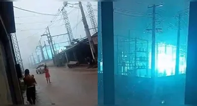 Imagem ilustrativa da notícia: Vídeo: incêndio em subestação deixa cidades do Marajó sem energia