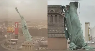 Imagem ilustrativa da notícia: Estátua da Havan desaba após fortes ventos em Porto Alegre