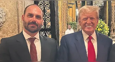 Imagem ilustrativa da notícia: Eduardo Bolsonaro lamenta retirada de sanções dos EUA contra Moraes