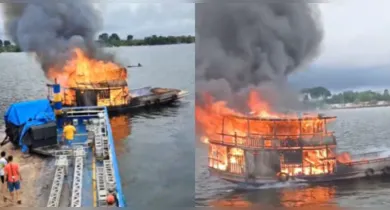 Imagem ilustrativa da notícia: Embarcação é destruída pelo fogo dentro de rio na cidade de Portel