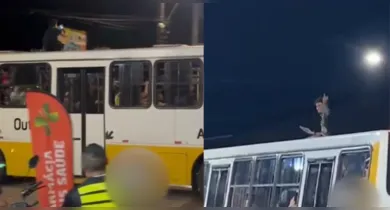 Imagem ilustrativa da notícia: Homem é flagrado em teto de ônibus no distrito de Outeiro
