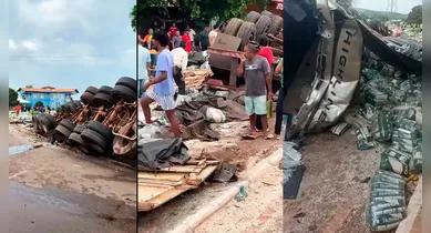 Imagem ilustrativa da notícia: Motorista perde controle e carreta tomba em cidade do Pará