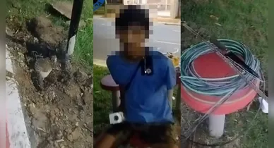 Imagem ilustrativa da notícia: Vídeo: ladrão de fiação elétrica é preso em flagrante em Belém