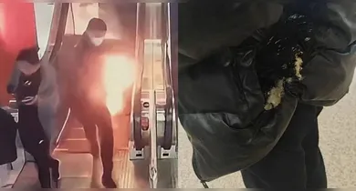 Imagem ilustrativa da notícia: VÍDEO: carregador portátil pega fogo no bolso de passageiro do metrô