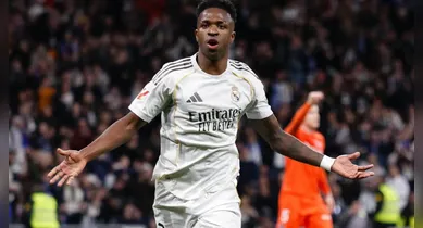 Imagem ilustrativa da notícia: Real Madrid vence com show de Vini Jr. e garante liderança do Espanhol