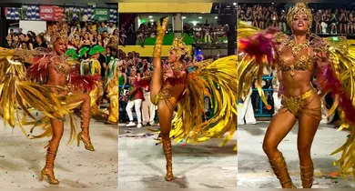 Imagem ilustrativa da notícia: Alane Dias brilha na Sapucaí com fantasia feita de garrafa pet