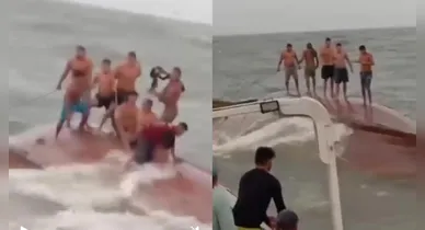 Imagem ilustrativa da notícia: VÍDEO: Embarcação que saiu de Vigia naufraga em alto-mar