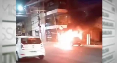 Imagem ilustrativa da notícia: Vídeo: carro pega fogo após colidir com poste em Belém
