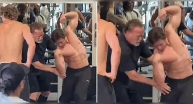 Imagem ilustrativa da notícia: Vídeo: Schwarzenegger treina filho para campeonato de fisiculturismo