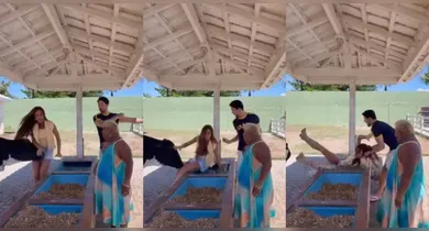 Imagem ilustrativa da notícia: Vídeo: Nicole Bahls é "atacada" por vaca durante gravação