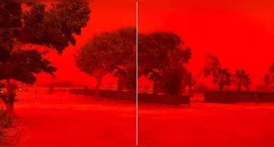 Imagem ilustrativa da notícia: Céu fica vermelho após ciclone na Austrália