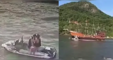 Imagem ilustrativa da notícia: Casal é atropelado por “barco pirata” durante beijo em jet ski