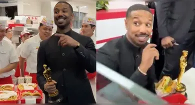 Imagem ilustrativa da notícia: Michael B. Jordan curte Oscar de melhor ator em local inusitado