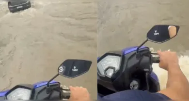 Imagem ilustrativa da notícia: Vídeo: Rua no Reduto é alagada após chuvas durante maré alta em Belém