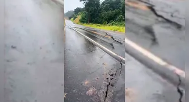 Imagem ilustrativa da notícia: Vídeo: asfalto cede no trecho entre Novo Repartimento e Tucuruí