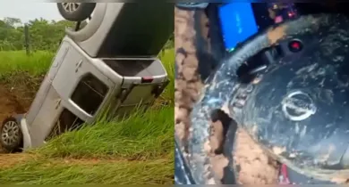Imagem ilustrativa da notícia: Vídeo: caminhonete capota e ocupantes somem em acidente no Pará