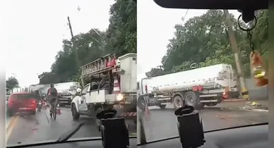 Imagem ilustrativa da notícia: Caminhão bate em poste e bloqueia trânsito na Arthur Bernardes