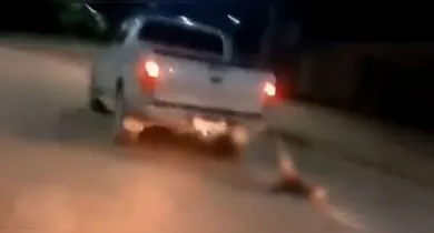 Imagem ilustrativa da notícia: Vídeo: cão é arrastado por caminhonete em rua de Redenção