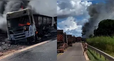 Imagem ilustrativa da notícia: VÍDEO: acidente na PA-150 deixa morto após colisão entre carretas