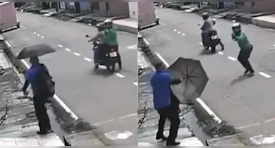Imagem ilustrativa da notícia: VÍDEO: homem usa guarda-chuva e escapa de assalto em Ananindeua