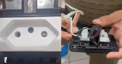 Uma luz piscando na tomada chamou a atenção da funcionária; o caso foi registrado pela PM e os equipamentos foram apreendidos para investigação