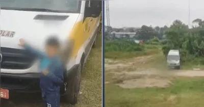 O menino conseguiu sair sozinho do veículo para pedir ajuda