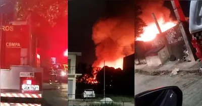 As chamas do incêndio ocorrido no bairro do Coqueiro eram tão intensas que podiam ser vistas de vários pontos da região durante a madrugada.