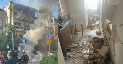 Míssil atinge área central de Tel Aviv e danifica prédios; feridos com lesões leves foram atendidos no local.