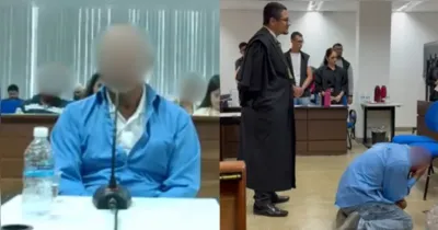 De joelhos e em lágrimas, réu reage no tribunal após júri popular absolvê-lo das acusações, ao reconhecer que ele agiu para proteger a filha de agressões do companheiro.