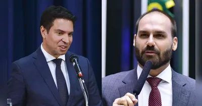 Imagem ilustrativa da notícia Motta cassa mandatos de Eduardo Bolsonaro e Alexandre Ramagem