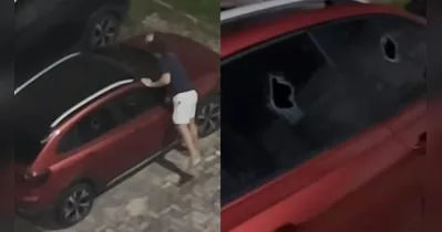 Imagem ilustrativa da notícia Confusão termina com carro danificado em condomínio de Ananindeua