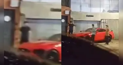 Acidente com Ford Mustang em Belém: motorista perde controle e colide com dois carros.