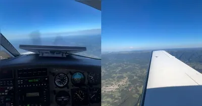 Na publicação de Renan Saes, é possível ver imagens da vista aérea do avião.