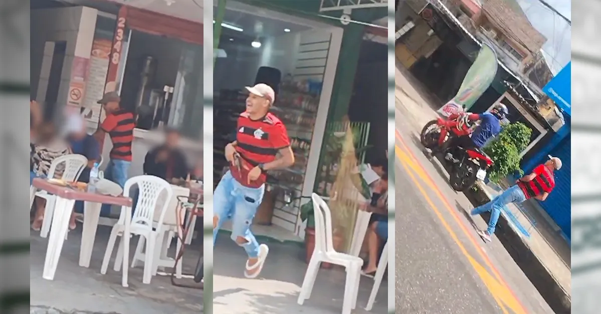 Imagem ilustrativa da notícia: Vídeo: dupla armada assalta cliente em restaurante de Belém
