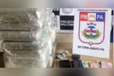 17 tabletes de skunk, totalizando quase 20 quilos de skunk, foram apreendidos pela PM durante abordagem na PA-257, em Juruti, no Oeste do Pará.