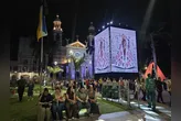 Cartaz do Círio no telão de led instalado em frente à Basílica Santuário de Nazaré