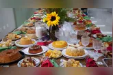 A mesa onde ficaram os ovos foi decorada com itens da Home Center Ferreira Costa
