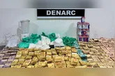 Parte da droga e do dinheiro apreendidos oriundos do tráfico