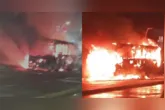 O incêndio causou a paralisação total do trânsito na avenida.