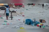 Vale lembrar que equipes de limpeza atuam diariamente na praia em regime de força-tarefa.