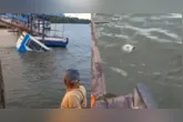 Imagens feitas por pessoas presentes no local rapidamente viralizaram nas redes sociais e mostram passageiros que saíram da van e nadaram até a margem do rio logo antes da imersão total do veículo.