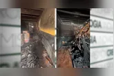 Equipes do Corpo de Bombeiros atuaram para controlar as chamas em oficina no bairro Águas Brancas, em Ananindeua