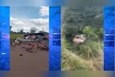 Destroços dos veículos que colidiram na BR-155, em Xinguara