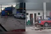 Posto de combustível em Ananindeua: vídeos gravados por moradores mostram intensa concentração de veículos e pessoas no entorno do estabelecimento durante a madrugada.