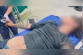 O suspeito foi preso pela polícia, pulou de viatura e recebeu atendimento médico