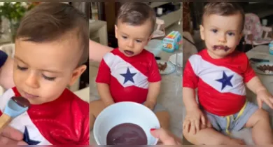 Imagem ilustrativa da notícia: Filho de jornalista carioca viraliza ao provar açaí durante férias em Belém