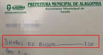 Imagem ilustrativa da notícia: "3h de bucet*": receita médica com palavrão é investigada em Pernambuco