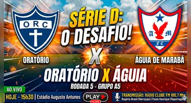 Imagem ilustrativa da notícia: AO VIVO: Acompanhe aqui a partida entre Oratório x Águia de Marabá