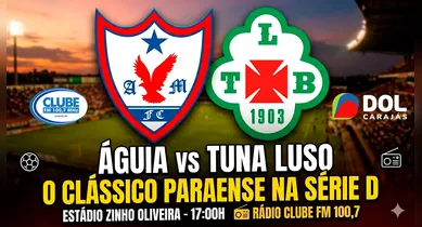 Imagem ilustrativa da notícia: AO VIVO: confira aqui o jogo entre Águia de Marabá x Tuna Luso
