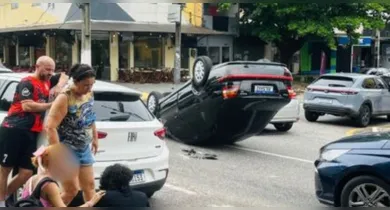 Imagem ilustrativa da notícia: Carro perde controle e capota na avenida Marquês de Herval, em Belém